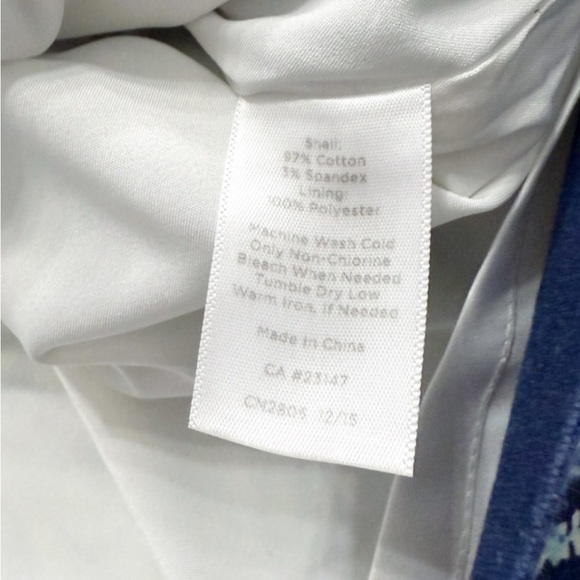 Talbots Petites 4P Paisley Print Pencil Skirt Blue Pink Lined Cotton Stretch - Picture 9 of 9